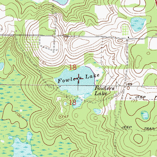 Topographic Map of Fowlers Lake, FL