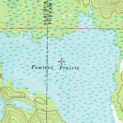 Topographic Map of Fowlers Prairie, FL