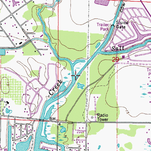 Topographic Map of Fox Creek, FL