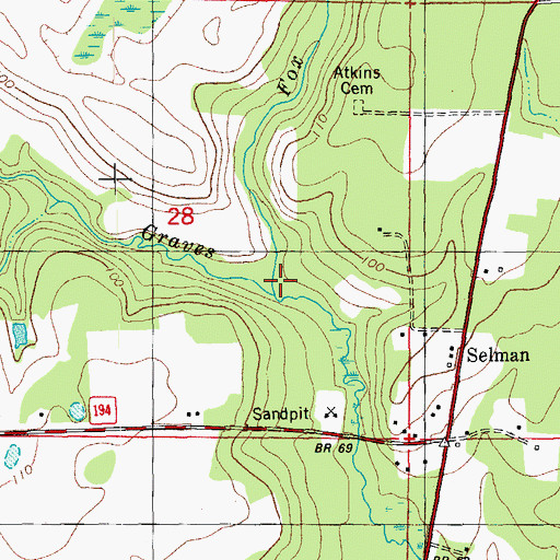 Topographic Map of Fox Creek, FL