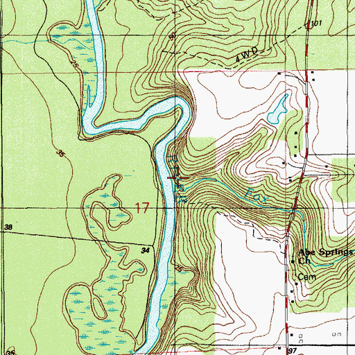 Topographic Map of Fox Creek, FL
