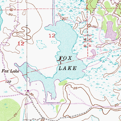 Topographic Map of Fox Lake, FL