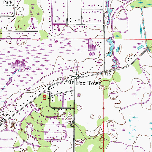 Topographic Map of Fox Town, FL