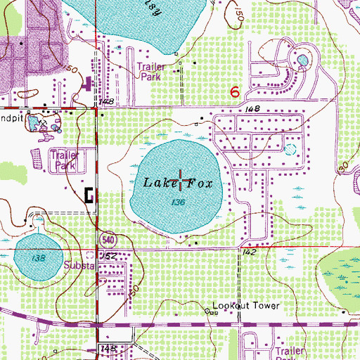 Topographic Map of Lake Fox, FL
