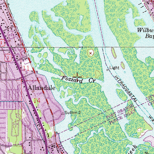 Topographic Map of Fozzard Creek, FL