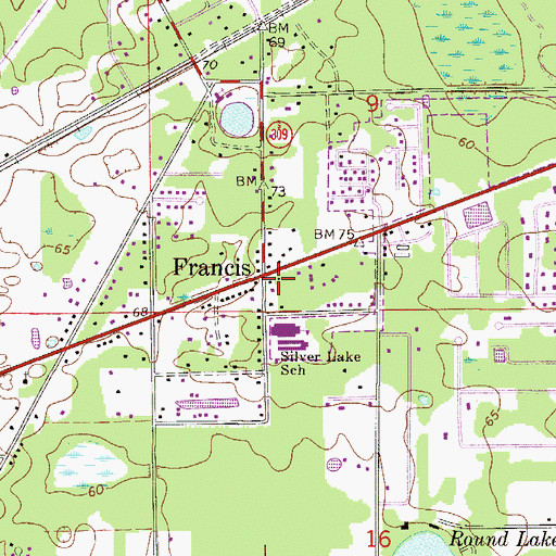 Topographic Map of Francis, FL