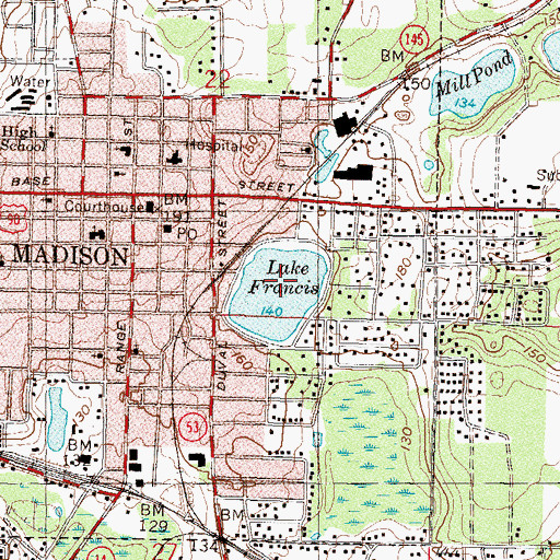 Topographic Map of Francis Lake, FL