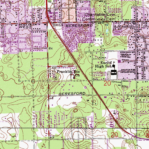 Topographic Map of Franklin Heights Church, FL