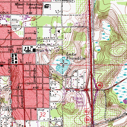 Topographic Map of Lake Franklin, FL