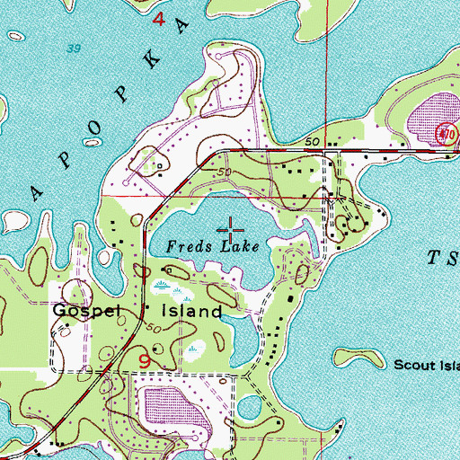 Topographic Map of Freds Lake, FL