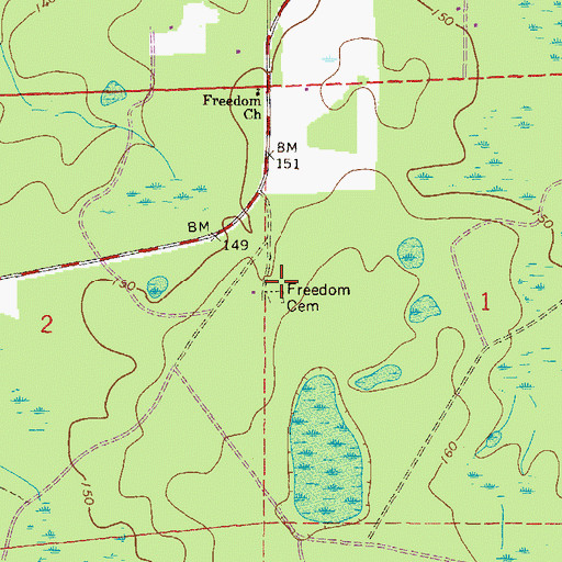 Topographic Map of Freedom Cemetery, FL