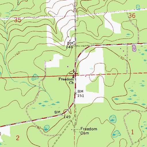 Topographic Map of Freedom United Methodist Church, FL