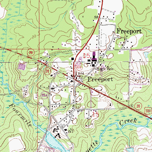 Topographic Map of Freeport, FL