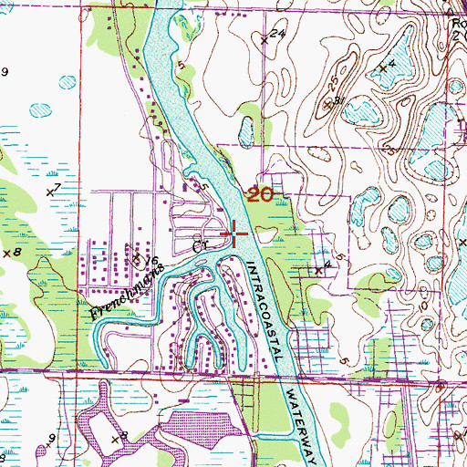 Topographic Map of Frenchmans Creek, FL