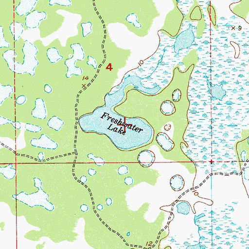 Topographic Map of Freshwater Lake, FL