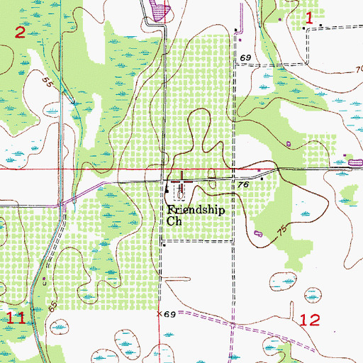 Topographic Map of Friendship Church, FL