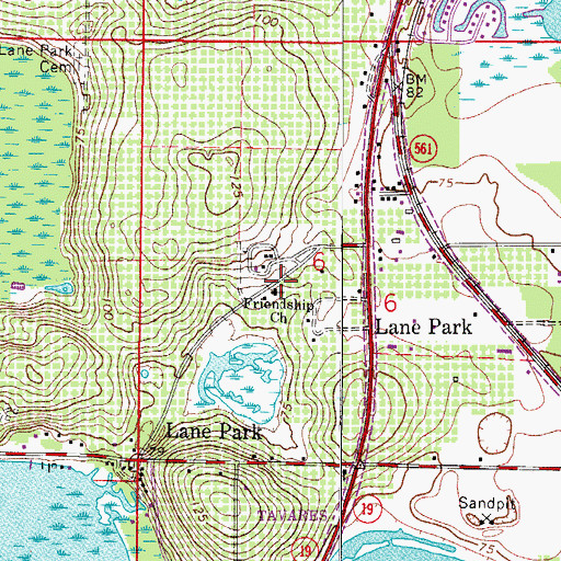 Topographic Map of Friendship Church, FL