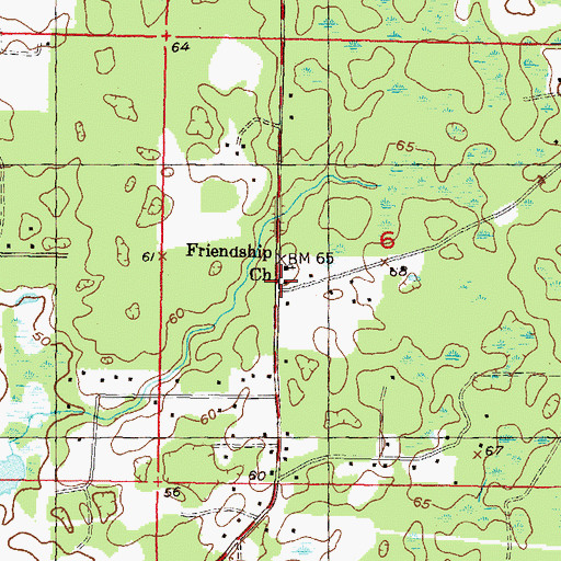Topographic Map of Friendship Church, FL
