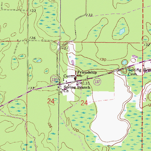 Topographic Map of Friendship Church, FL