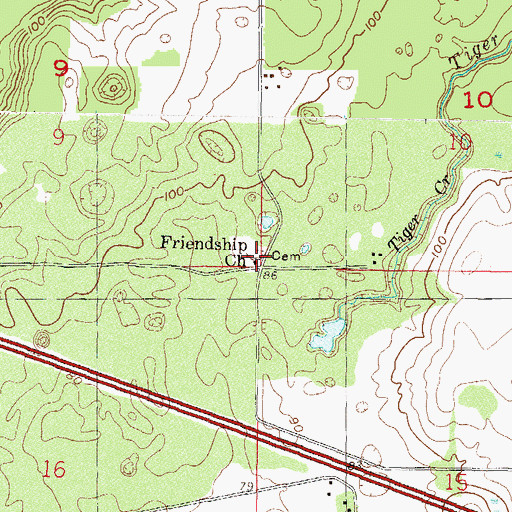 Topographic Map of Friendship Church, FL