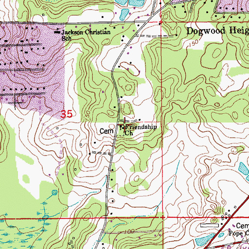 Topographic Map of Friendship Church, FL