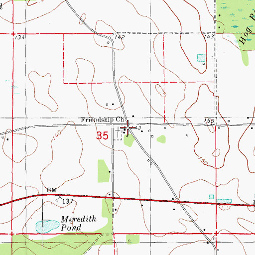 Topographic Map of Friendship Church, FL