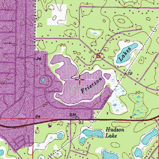 Topographic Map of Frierson Lakes, FL