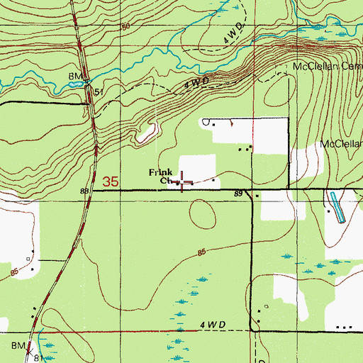 Topographic Map of Frink Church, FL
