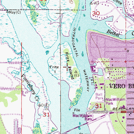 Topographic Map of Fritz Island, FL
