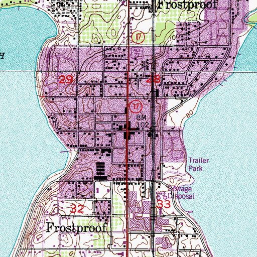 Topographic Map of Frostproof, FL