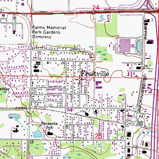 Topographic Map of Fruitville, FL