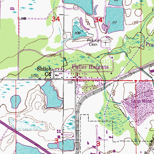 Topographic Map of Fuller Heights, FL