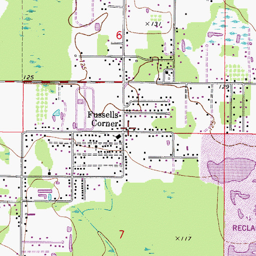 Topographic Map of Fussells Corner, FL