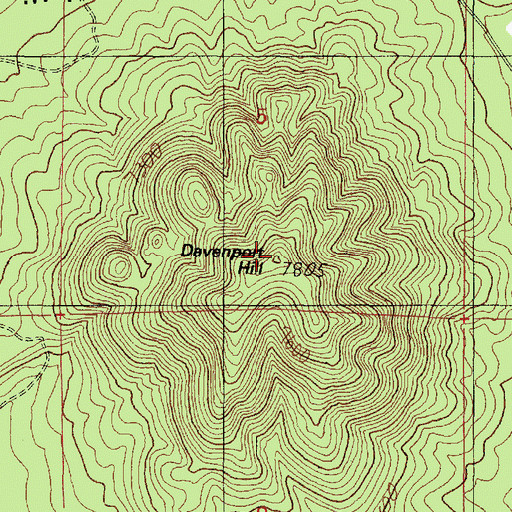 Topographic Map of Davenport Hill, AZ