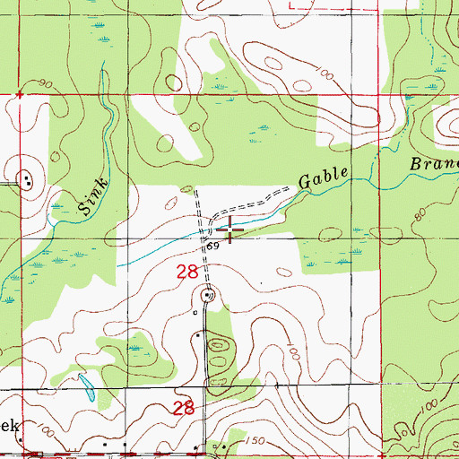 Topographic Map of Gable Branch, FL