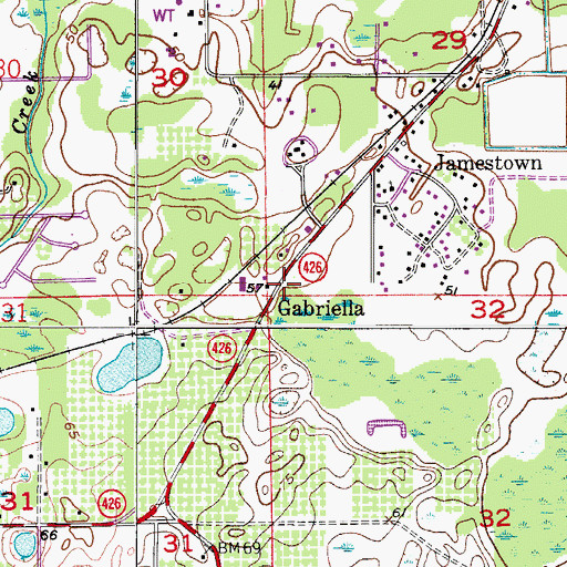 Topographic Map of Gabriella, FL