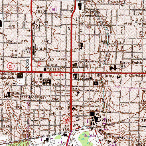 Topographic Map of Gainesville, FL