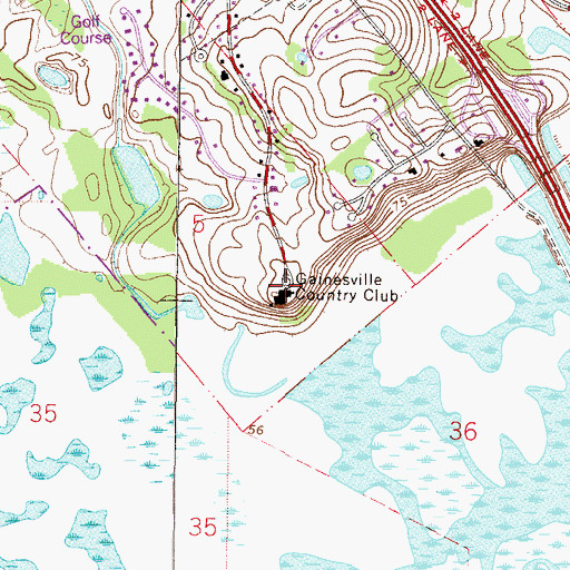 Topographic Map of Gainesville Country Club, FL