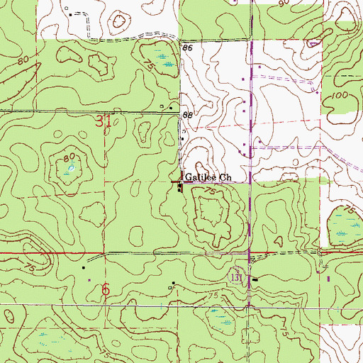 Topographic Map of Galilee Church, FL