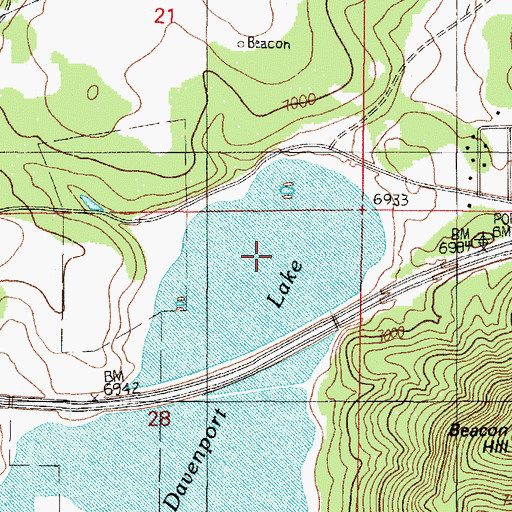 Topographic Map of Davenport Lake, AZ