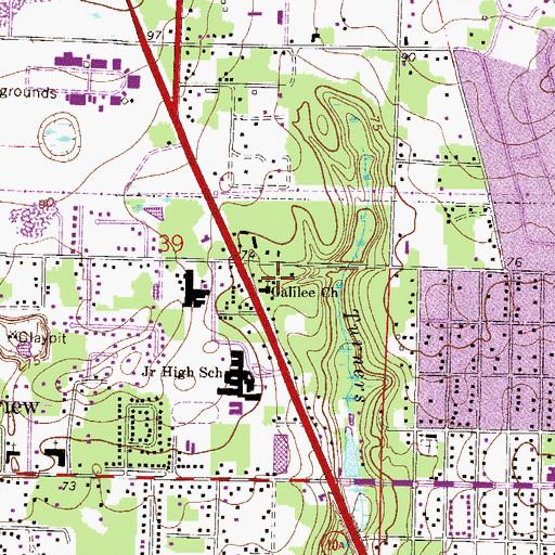 Topographic Map of Galilee Church, FL