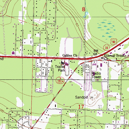Topographic Map of Galilee Church, FL