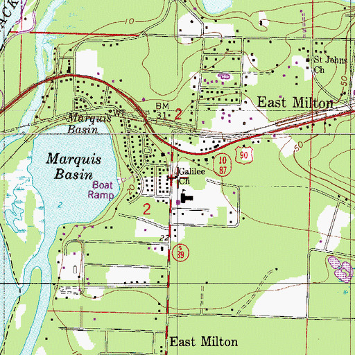 Topographic Map of Galilee Church, FL