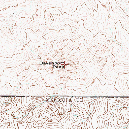 Topographic Map of Davenport Peak, AZ