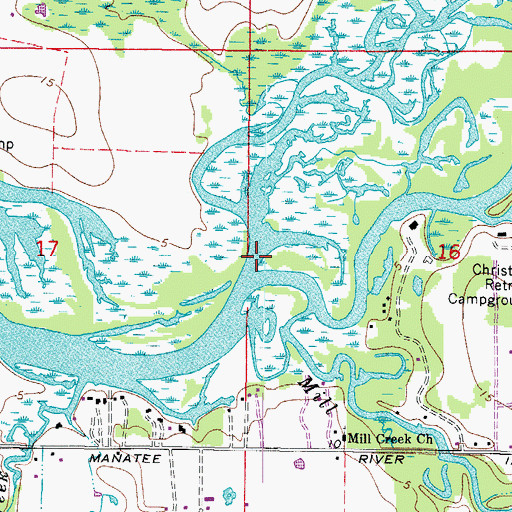 Topographic Map of Gamble Creek, FL