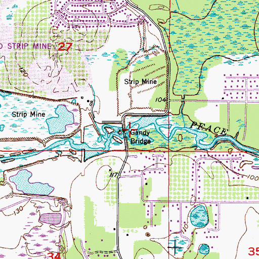 Topographic Map of Gandy Bridge, FL