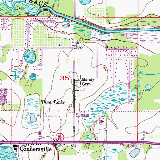 Topographic Map of Gandy Cemetery, FL