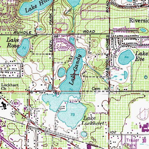 Topographic Map of Lake Gandy, FL
