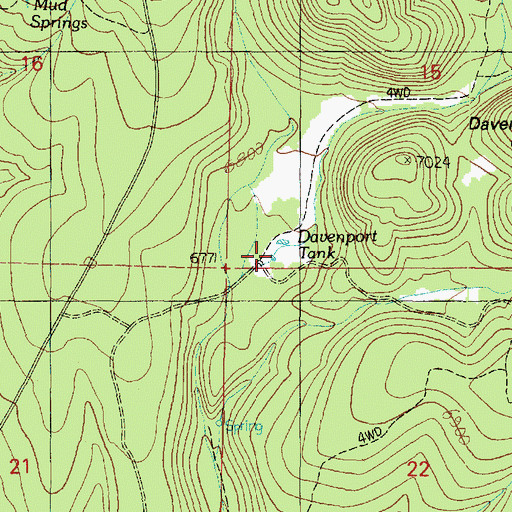 Topographic Map of Davenport Tank, AZ