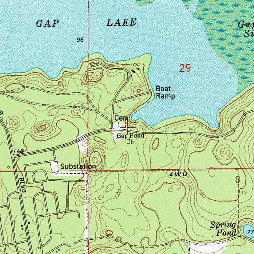 Topographic Map of Gap Pond Church, FL